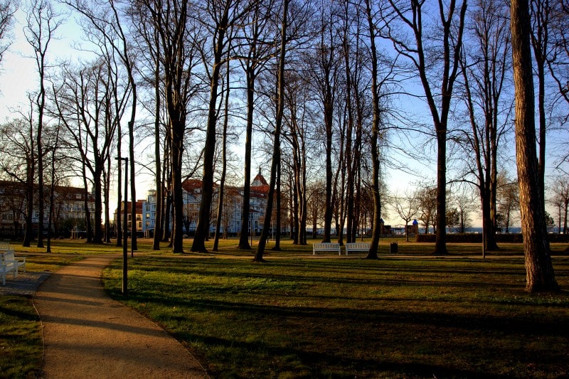 Park und Gebäuderückseite des Haus Meeresblick in Kühlungsborn an der Ostsee